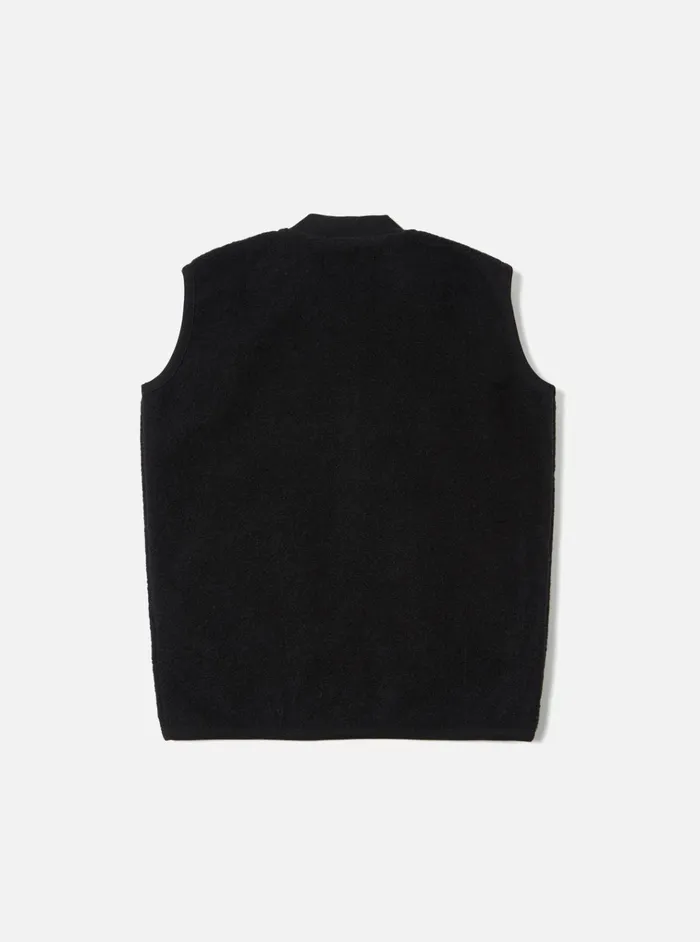 Fleece Men Universal Works Universal Works Zip Waistcoat In Black Wool Fleece