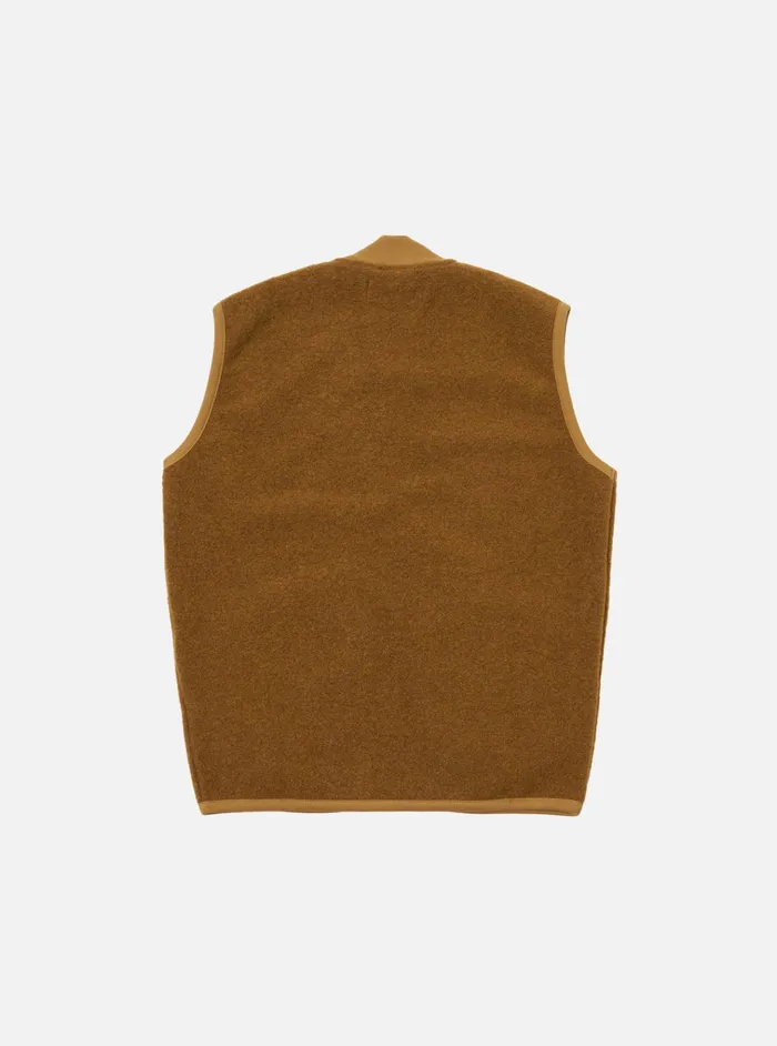 Fleece Men Universal Works Universal Works Zip Waistcoat In Mustard Wool Fleece