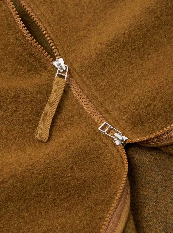 Fleece Men Universal Works Universal Works Zip Waistcoat In Mustard Wool Fleece