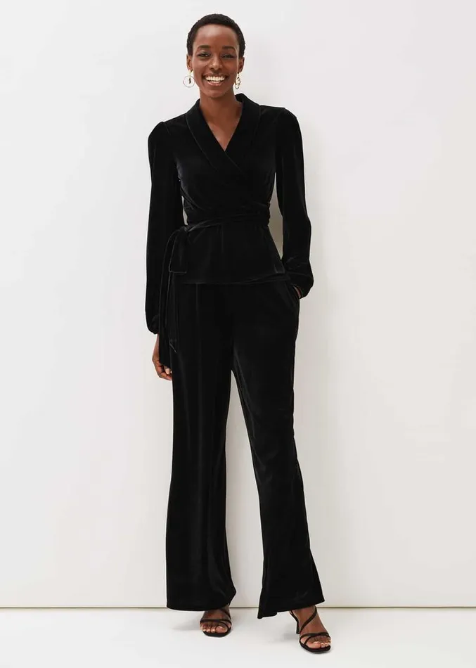 Florentine Velvet CoOrd Trousers Black Women Phase Eight Trousers