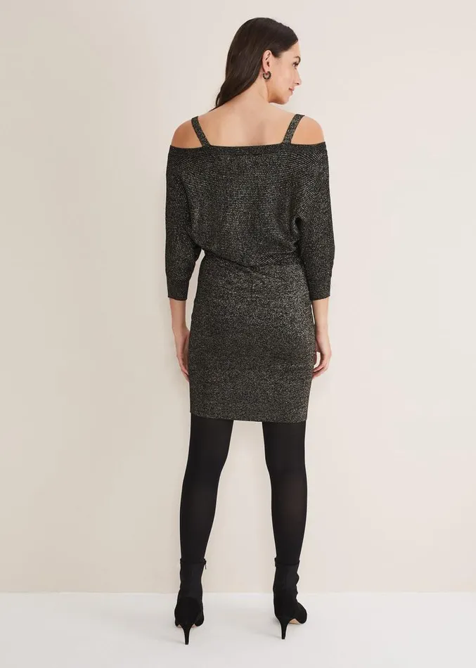 Florin Fitted Lurex Column Dress Blackgold Women Phase Eight Dresses