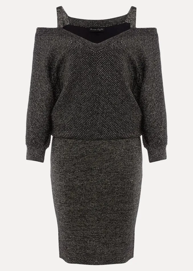Florin Fitted Lurex Column Dress Blackgold Women Phase Eight Dresses