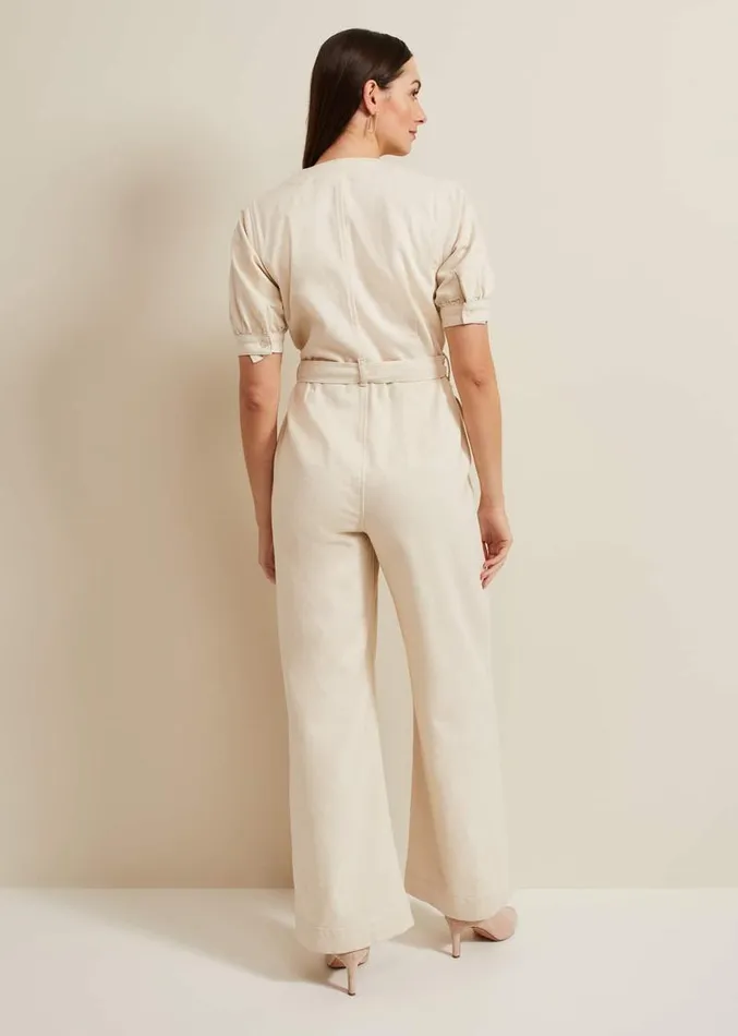 Florisa Denim Jumpsuit Cream Women Phase Eight Jumpsuits