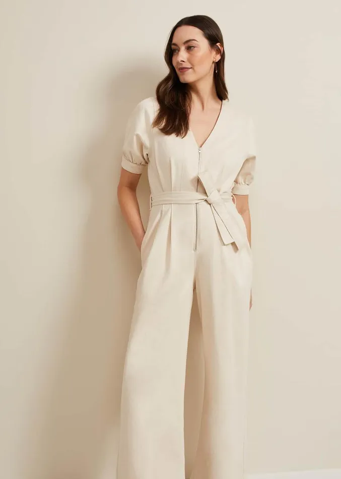 Florisa Denim Jumpsuit Cream Women Phase Eight Jumpsuits