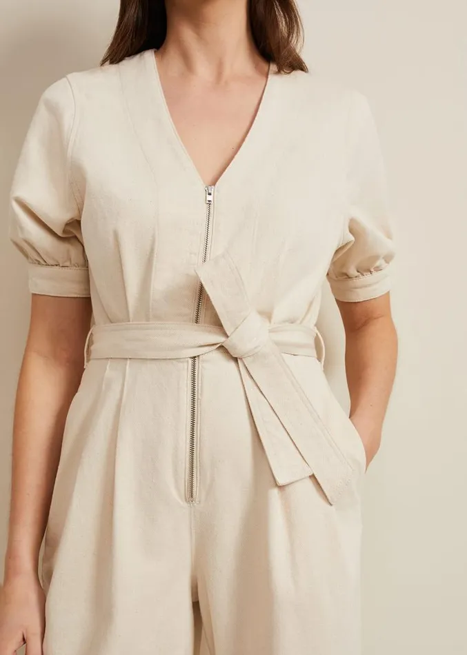 Florisa Denim Jumpsuit Cream Women Phase Eight Jumpsuits
