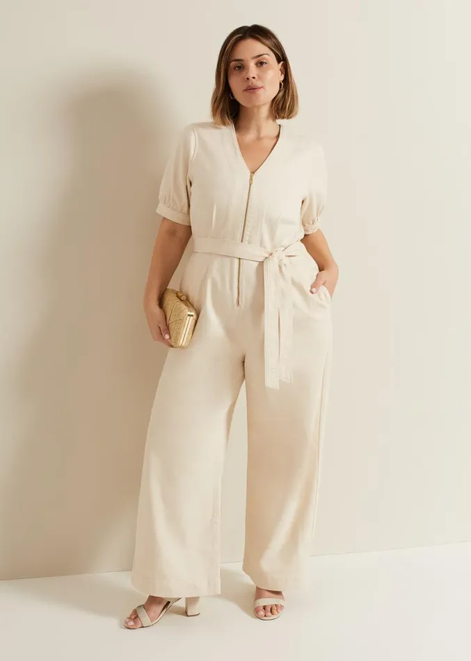 Florisa Denim Jumpsuit Cream Women Phase Eight Jumpsuits