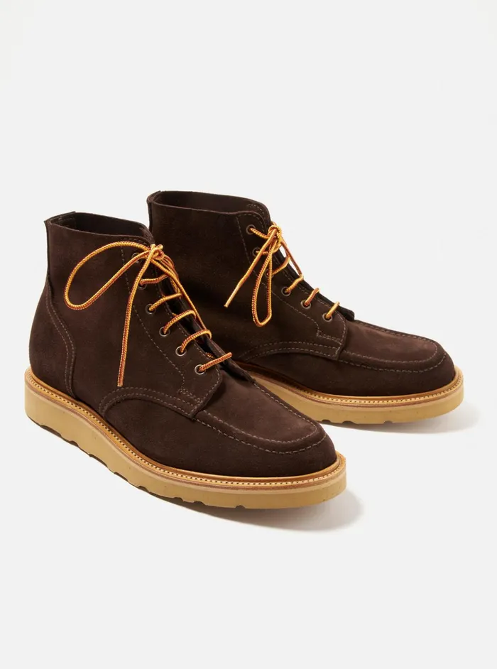 Footwear Men Universal Works Universal Works X Sanders Wilson Derby Boot In Mocha Reverse Suede