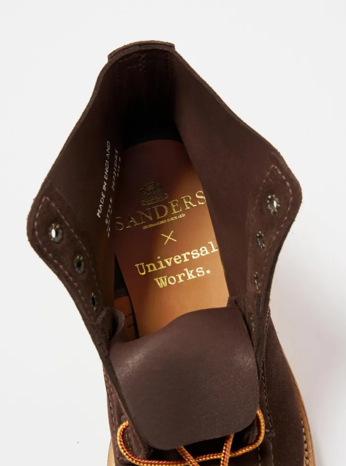 Footwear Men Universal Works Universal Works X Sanders Wilson Derby Boot In Mocha Reverse Suede