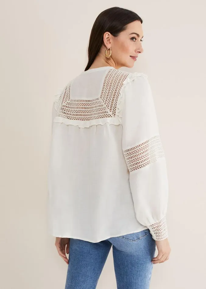 Franki Linen Blouse Ivory Women Phase Eight Shirts and Blouses