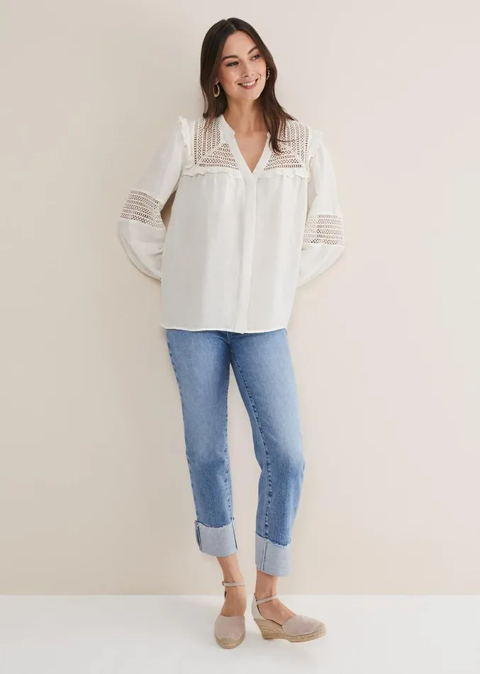 Franki Linen Blouse Ivory Women Phase Eight Shirts and Blouses