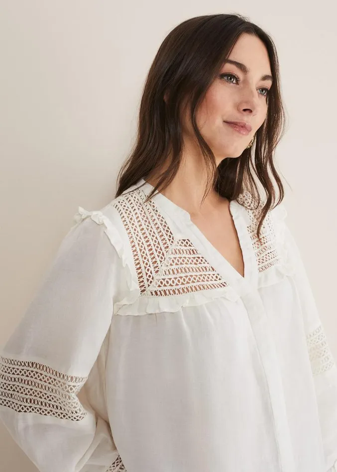 Franki Linen Blouse Ivory Women Phase Eight Shirts and Blouses