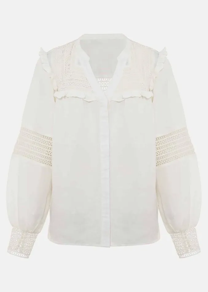 Franki Linen Blouse Ivory Women Phase Eight Shirts and Blouses