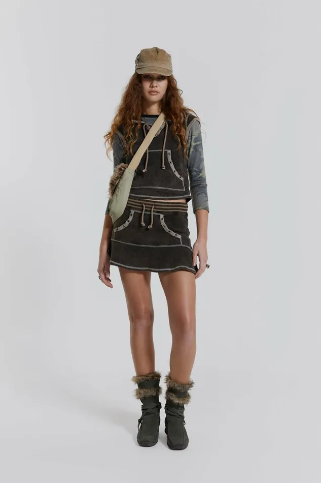 Freya Acid Wash Cap Sleeve Top Brown Women Jaded London Long Sleeve Tops