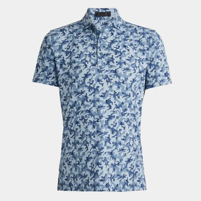 GFORE MAPPED ICON CAMO TECH JERSEY MODERN SPREAD COLLAR POLO Fjord Men Polos and Shirts