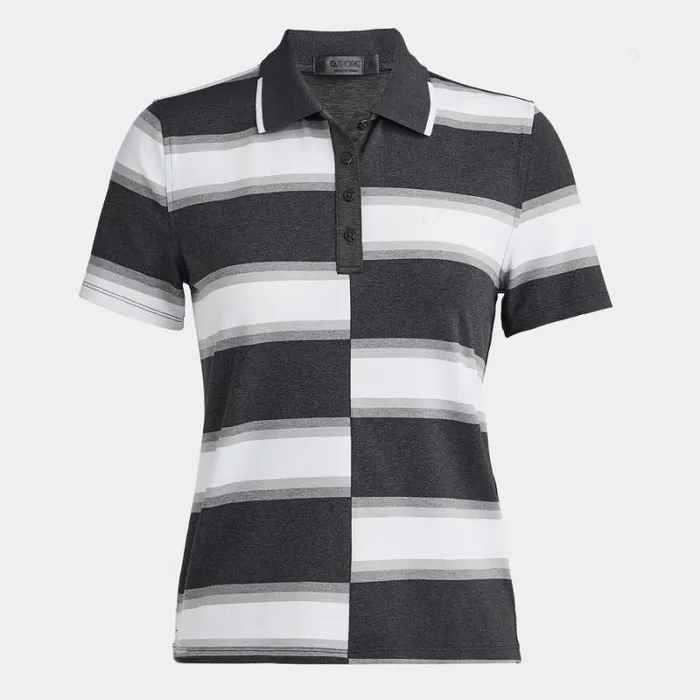 GFORE OFFSET GRADIENT STRIPE TECH POLO Charcoal Heather Grey Women Polos