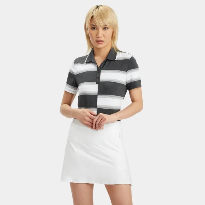 GFORE OFFSET GRADIENT STRIPE TECH POLO Charcoal Heather Grey Women Polos