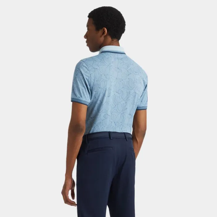 GFORE OUTLINE IRIS BANDED SLEEVE TECH PIQU POLO Drizzle Men Polos and Shirts
