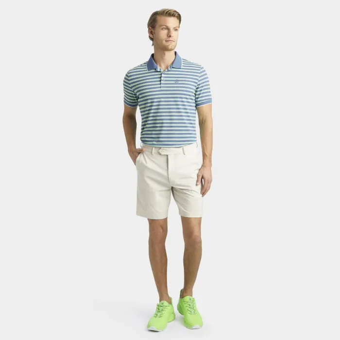 GFORE PERFORATED STRIPE BANDED SLEEVE TECH JERSEY POLO Slate Men Polos and Shirts