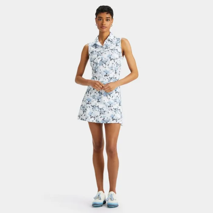 GFORE PHOTO FLORAL SILKY TECH NYLON SLEEVELESS POLO Snow Women Polos