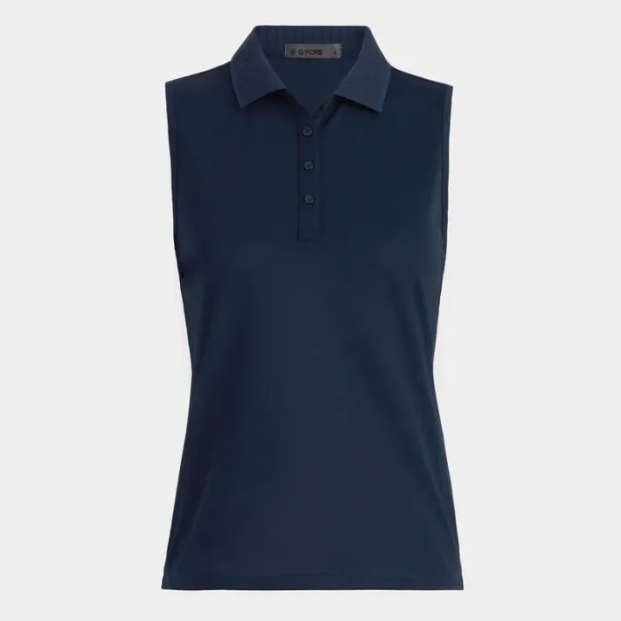 GFORE PLEATED COLLAR TECH PIQU SLEEVELESS POLO Twilight Women Polos