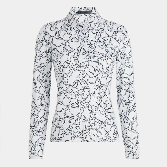 GFORE STAR DUST TECH JERSEY LONG SLEEVE POLO Snow Women Polos