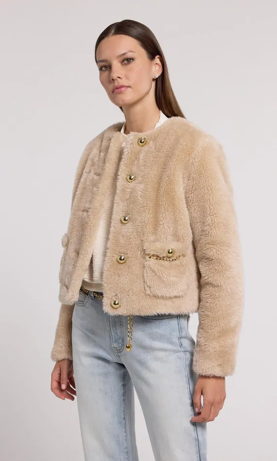 Generation Love Clothing Outerwear Jen Faux Lamb Fur Jacket Truffle 8211 Women