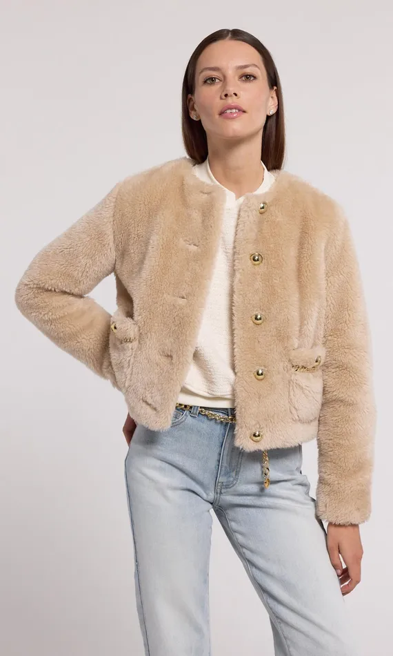Generation Love Clothing Outerwear Jen Faux Lamb Fur Jacket Truffle 8211 Women
