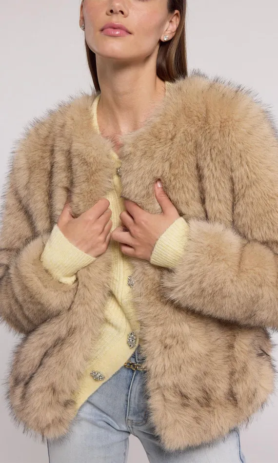 Generation Love Clothing Outerwear Lucas Faux Fur Jacket Brownblack 8211 Women