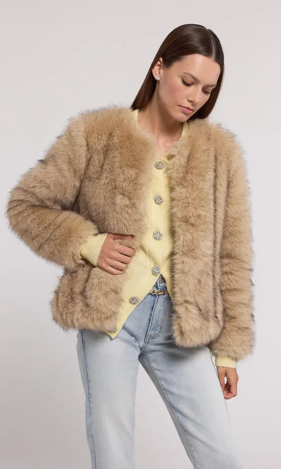 Generation Love Clothing Outerwear Lucas Faux Fur Jacket Brownblack 8211 Women