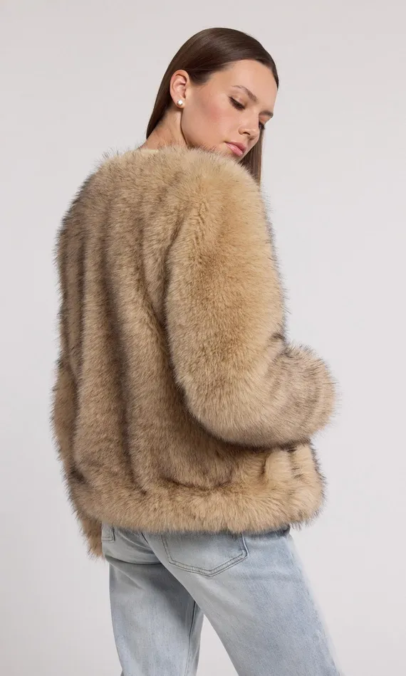 Generation Love Clothing Outerwear Lucas Faux Fur Jacket Brownblack 8211 Women