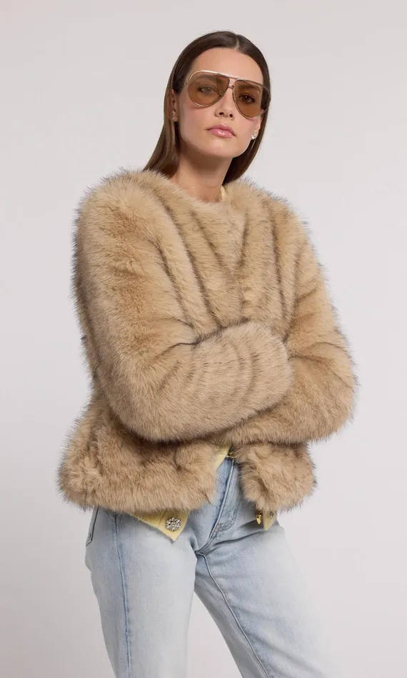 Generation Love Clothing Outerwear Lucas Faux Fur Jacket Brownblack 8211 Women