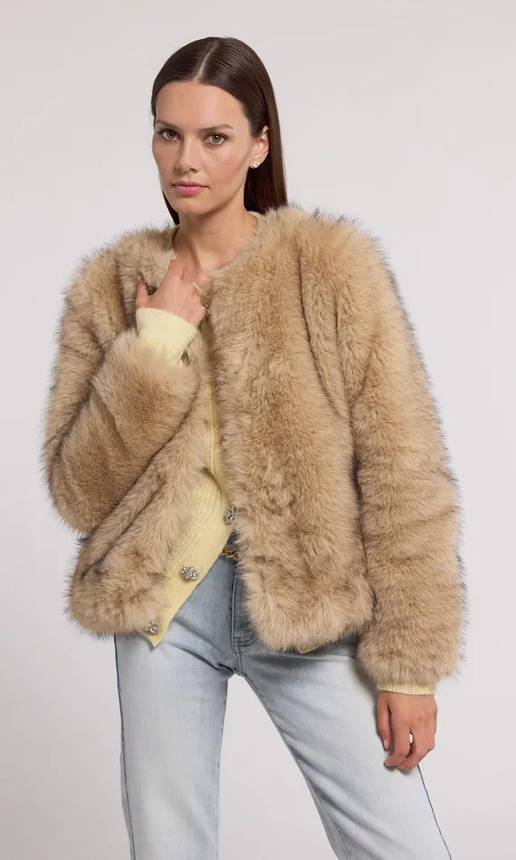 Generation Love Clothing Outerwear Lucas Faux Fur Jacket Brownblack 8211 Women