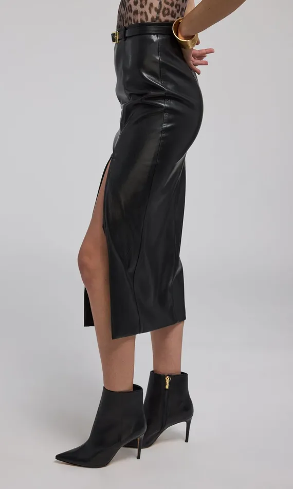 Generation Love Clothing Skirts Kiva Vegan Leather Midi Skirt Black 8211 Women