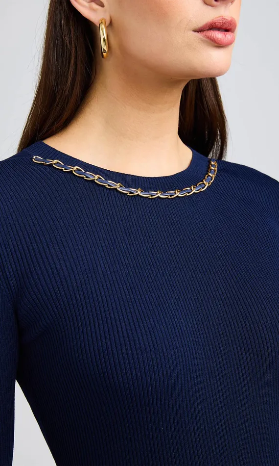 Generation Love Clothing Sweaters and Sweatshirts Elda Chain Sweater Navy 8211 Women