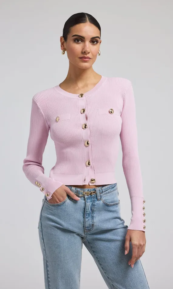 Generation Love Clothing Sweaters and Sweatshirts Pennie Ribbed Cardigan Light Pink 8211 Women