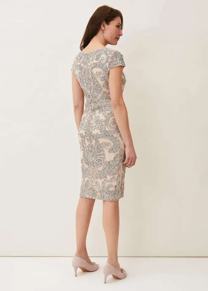 Genevieve Tapework Lace Dress Oysternavy Women Phase Eight Dresses