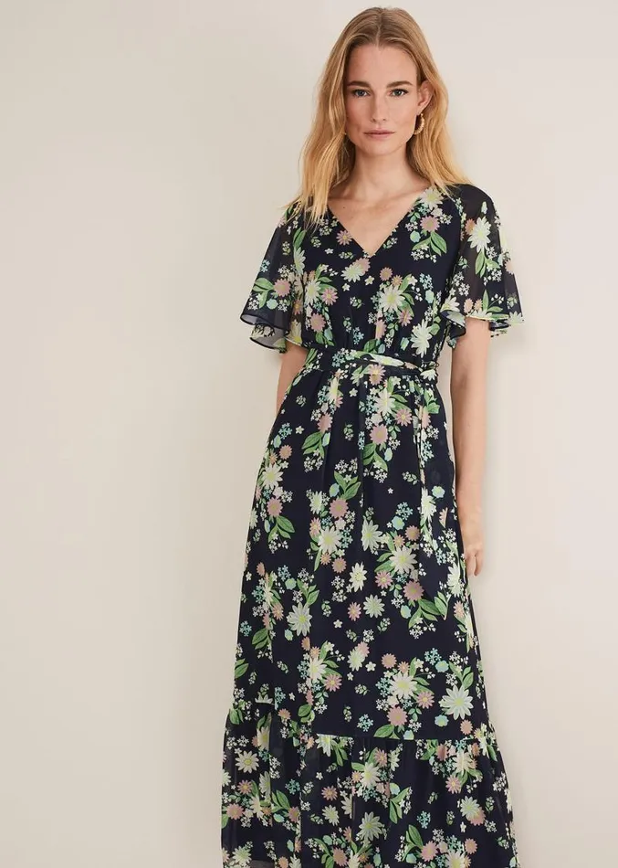 Georgie Floral Tiered Maxi Dress Navymulti Women Phase Eight Dresses