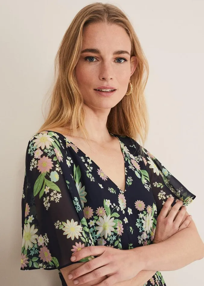 Georgie Floral Tiered Maxi Dress Navymulti Women Phase Eight Dresses
