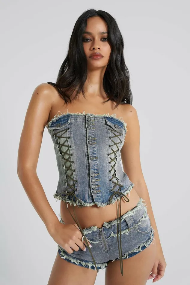 Get Riding 5 In 1 Detachable Denim Jumpsuit Blue Women Jaded London Corsets