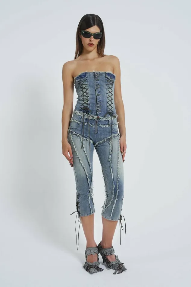 Get Riding 5 In 1 Detachable Denim Jumpsuit Blue Women Jaded London Corsets