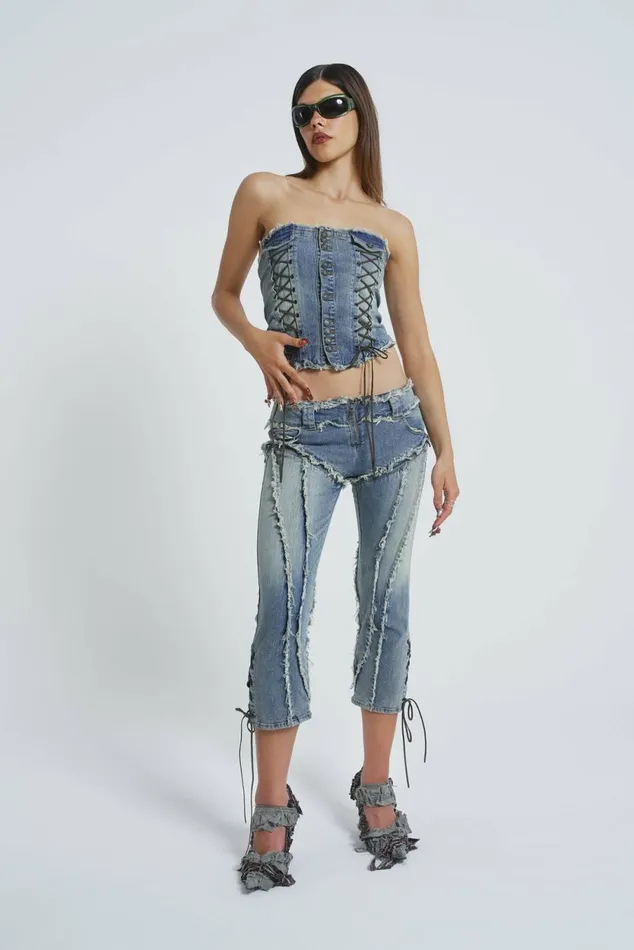 Get Riding 5 In 1 Detachable Denim Jumpsuit Blue Women Jaded London Corsets