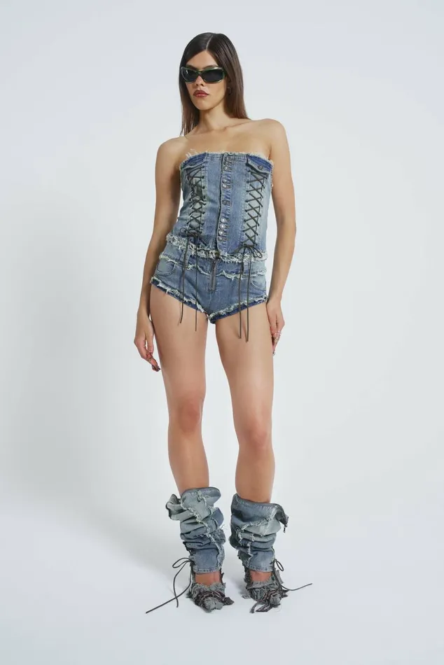 Get Riding 5 In 1 Detachable Denim Jumpsuit Blue Women Jaded London Corsets