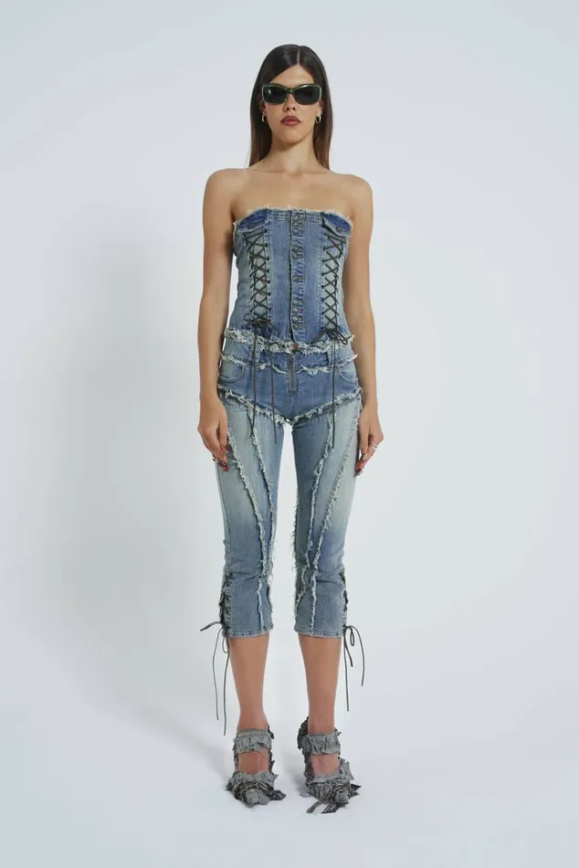Get Riding 5 In 1 Detachable Denim Jumpsuit Blue Women Jaded London Corsets