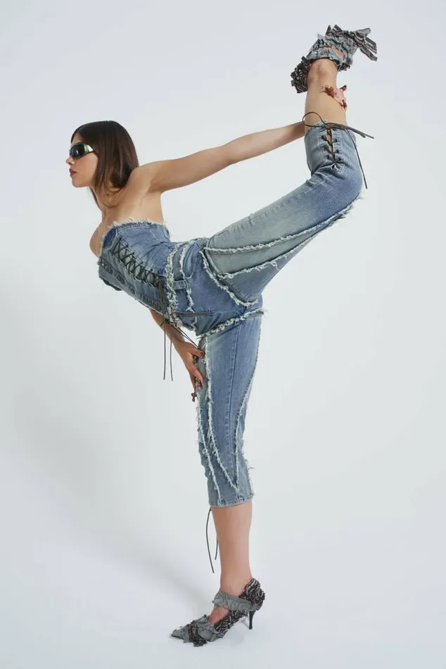 Get Riding 5 In 1 Detachable Denim Jumpsuit Blue Women Jaded London Corsets