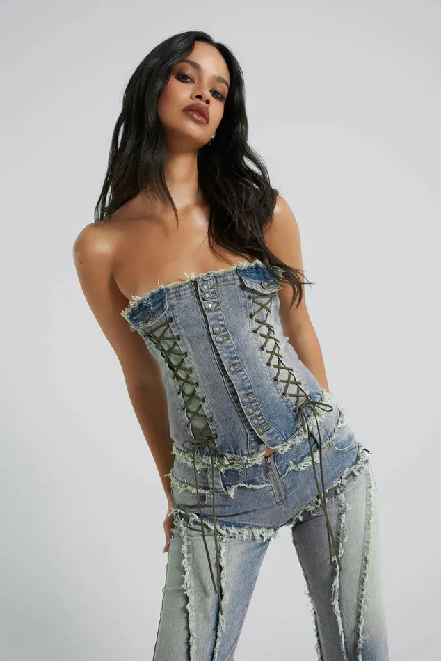 Get Riding 5 In 1 Detachable Denim Jumpsuit Blue Women Jaded London Corsets