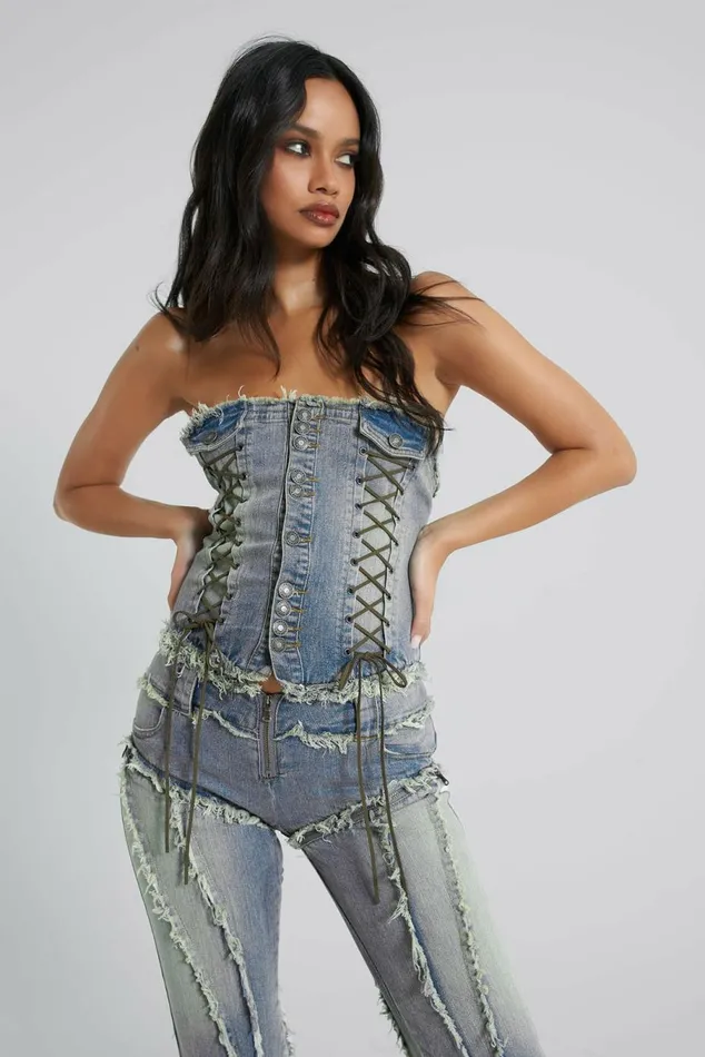 Get Riding 5 In 1 Detachable Denim Jumpsuit Blue Women Jaded London Corsets