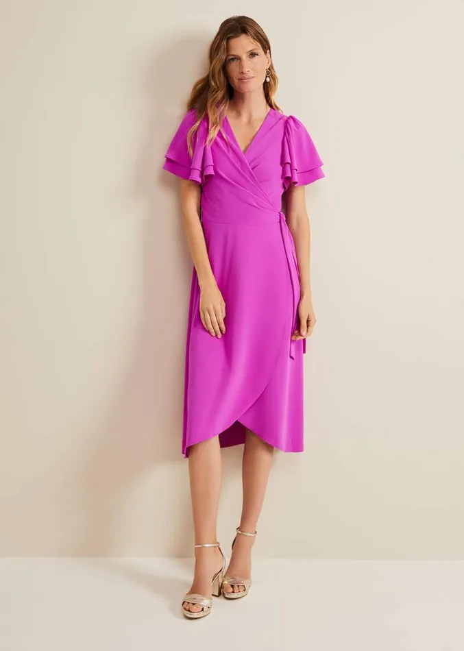 Gian Magenta Wrap Midi Dress Magenta Women Phase Eight Dresses