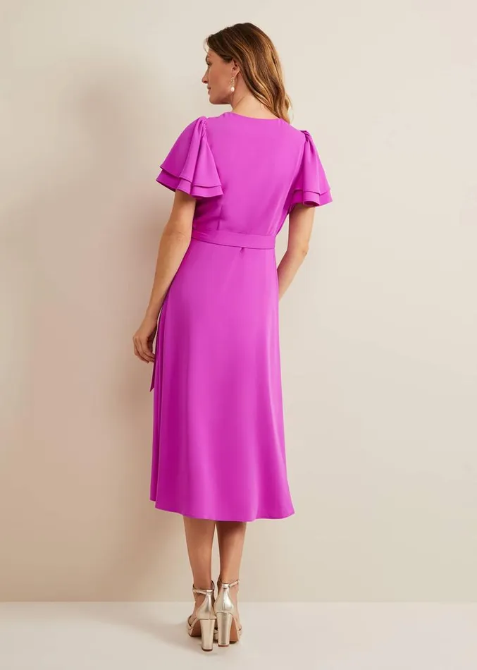 Gian Magenta Wrap Midi Dress Magenta Women Phase Eight Dresses