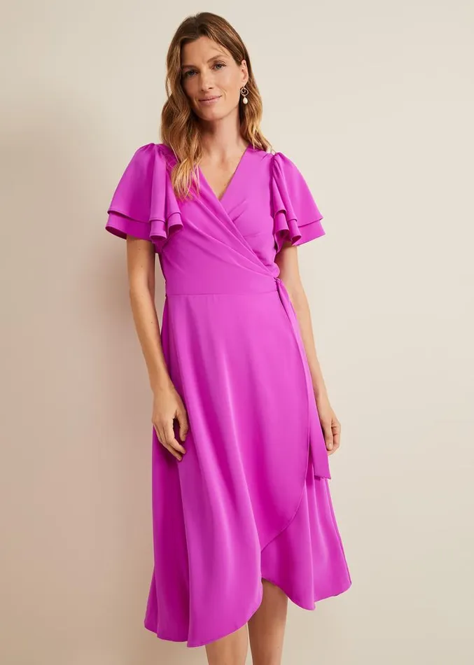 Gian Magenta Wrap Midi Dress Magenta Women Phase Eight Dresses