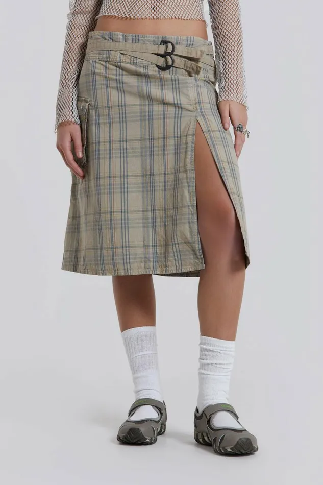 Giselle Check Cargo Midi Skirt Multi Women Jaded London Skirts